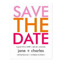 Süßigkeit färbt Rosa u. Orange Save the Date Postkarte