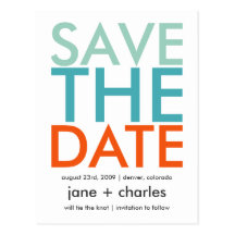 Süßigkeit färbt Türkis u. Orange Save the Date Postkarte
