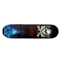 svart, Schädelknochen, BlueFireSkullSign, Überrasc Personalisierte Skatedecks