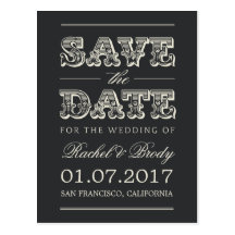 Sweet Vintage Wedding Save The Date - Charcoal Postcard