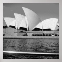 Sydney-Opernhaus in Schwarzweiss Plakatdruck