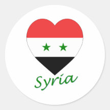 Syrien-Flaggen-Herz Runder Aufkleber