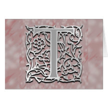 T Monogram "Silver Stone" Note Card Greeting Card