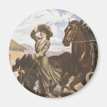 T-STÜCK Cowgirl-alte Schule Kühlschrankmagnete