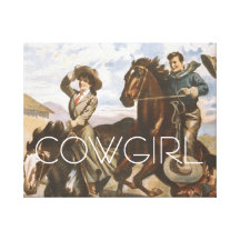 T-STÜCK Cowgirl-alte Schule Leinwand Druck