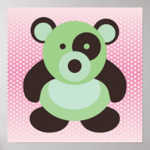 Tadelloser grüner und rosa Baby-Panda-Bär Posterdruck