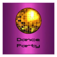 Tanz-Party-Ereignis-lila Gold Mirrorball Einladungskarten