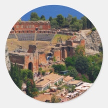 Taormina Amphitheater 3 Runder Aufkleber