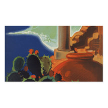 Taormina Sizilien Italien VintageTravel Plakat Visitenkarte