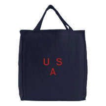 TASCHEN-LEINWAND-   USA-   ROT-STICKEREI