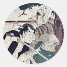 Tat fünf durch Kitagawa, Utamaro Ukiyoe Aufkleber