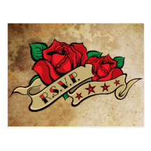 Tätowierungs-Rose auf Vintagem Papier-UAWG Postkarten