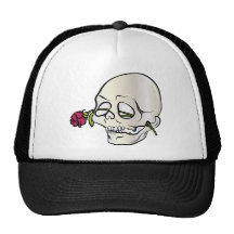 Tätowierungs-Schädel-Fantasie-Kunst Schädel ~ Rose Trucker Cap