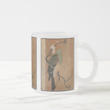 Taube auf dem Pfirsich-Baum-Vintagen japanischen B Kaffeehaferl