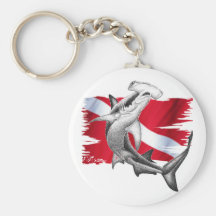 Tauchenflagge mit Hammerhai Haifischtaucher unten Schlüsselanhänger