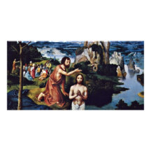Taufe von Christus durch Patinir Joachim (beste Qu Bilderkarte