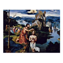 Taufe von Christus durch Patinir Joachim (beste Qu Postkarte