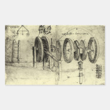 Technik-Skizze eines Rades durch Leonardo da Vinci Rechteckige Aufkleber