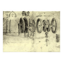 Technik-Skizze eines Rades durch Leonardo da Vinci Einladungskarte