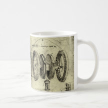 Technik-Skizze eines Rades durch Leonardo da Vinci Teetasse