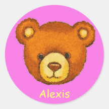 Teddy-Bärn-Aufkleber ~ Rosa ~ individueller Name