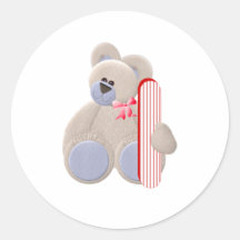 Teddybär-Initiale I Runde Aufkleber