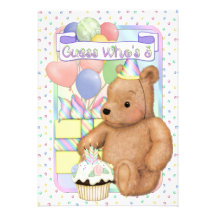 Teddybär-Kuchen-Geburtstag laden - dritten Geburts Individuelle Ankündigungen