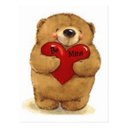 Teddybär mit "ist meiner" Herz Postkarte