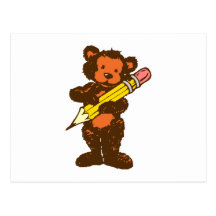 Teddybär teddy bear Bleistift pencil Postkarte
