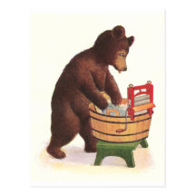 Teddybär tut die Wäscherei Postkarte