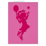 Tennis-Mädchen-Silhouette-Geburtstags-Karte