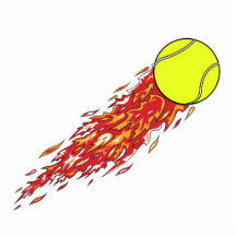 Tennisball auf Feuerflammen Photofigur
