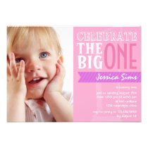 The Big One - Pink Birthday Invitation einladungen