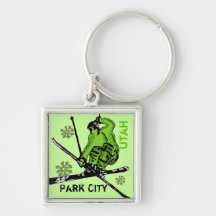 Thema-Skifahrer keychain Park City Utah grünes Schlüsselbänder
