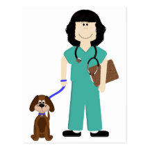 Tierarzt mit Hund Postkarte