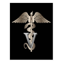 Tierärztlicher Caduceus Postkarte
