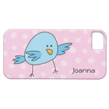 TierCartoon des lustigen blauen Vogels auf rosa Po iPhone 5 Hülle