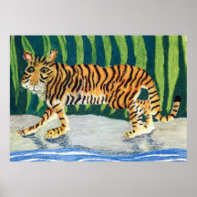 Tiger durch den Strom Posterdruck
