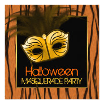 Tiger-orange schwarzes Halloween-Maskerade-Party Personalisierte Ankündigung