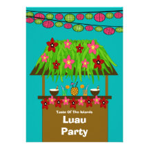 Tiki Hütte Aloha Luau PartyInvitation Personalisierte Ankündigungskarten