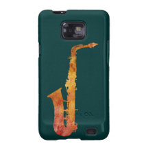 Tolles orange Saxophon auf Grün Galaxy SII Case