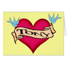 Tony - kundenspezifische Herz-Tätowierungs-T-Shirt Grußkarten