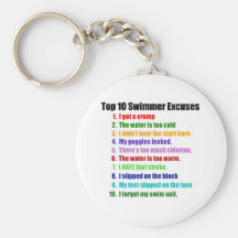 Top Ten-Schwimmer-Entschuldigungen Schlüsselbänder