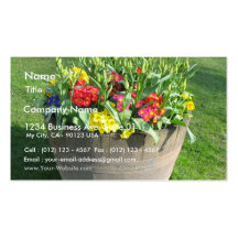 Topf mit verschiedenen Blumen Visitenkarten Vorlagen