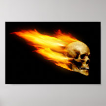 Totenkopf mit Flammen Plakatdruck