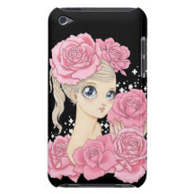 Touchfall Fräulein-Rose iPod (Rosa/Schwarzes) Barely There iPod Hülle