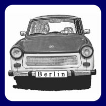 Trabant-Auto-Front, Schwarzweiss, Berlin aufkleber