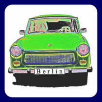 Trabant-Auto im Grün, Berlin aufkleber
