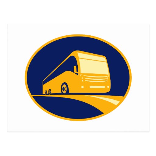 Trainerbus auf der Straße Postkarte