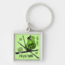 Trapezfehlerthema-Ski keychain colorados grünes Schlüsselbänder